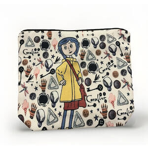 Coraline Zipper Pouch Cosmetic Bag Makeup Case Canvas Pattern Small